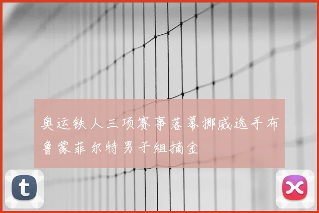 奥运铁人三项赛事落幕挪威选手布鲁蒙菲尔特男子组摘金